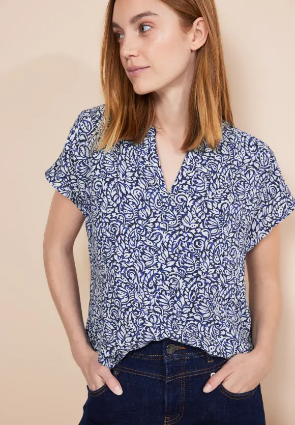 Print Blusenshirt - intense royal blue
