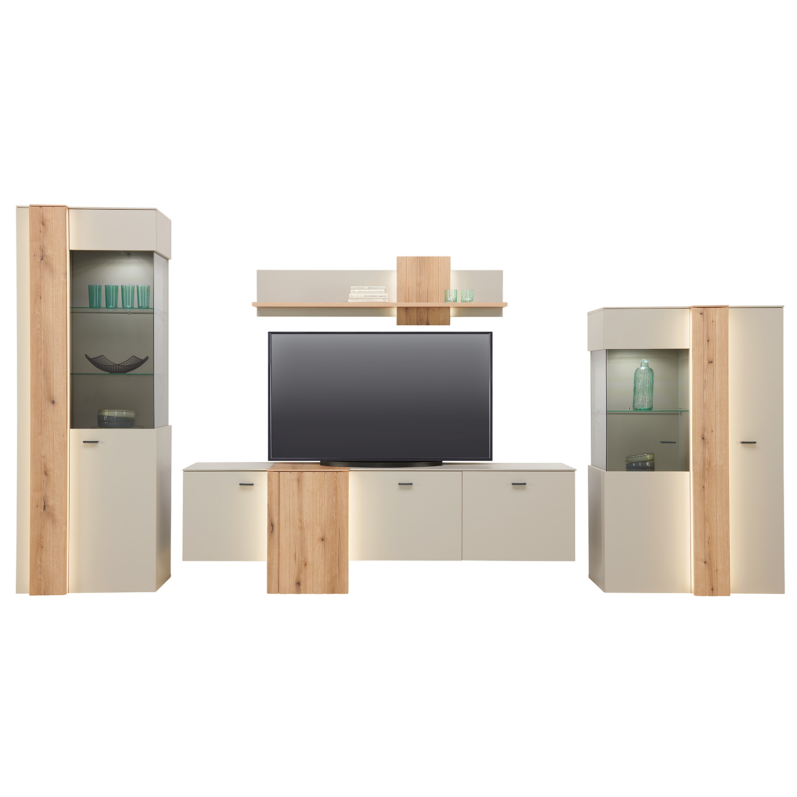 Highboardvitrine SANTANA - Coast Evoke Eiche-kieselgrau - 94 cm