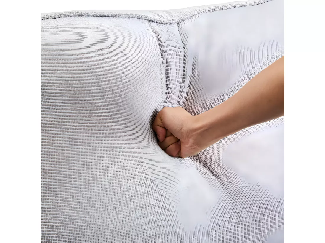 Canapé droit 4 places avec poches accoudoirs et 4 coussins pour le salon l'appartement le bureau Tissu de lin Gris