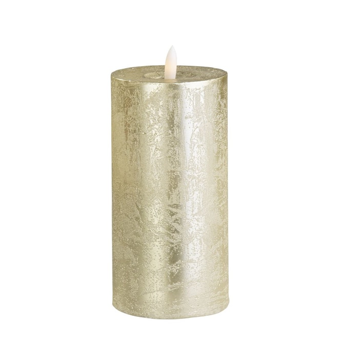 LED Kerze gold metallic - aus Wachs - 7,5x15 cm
