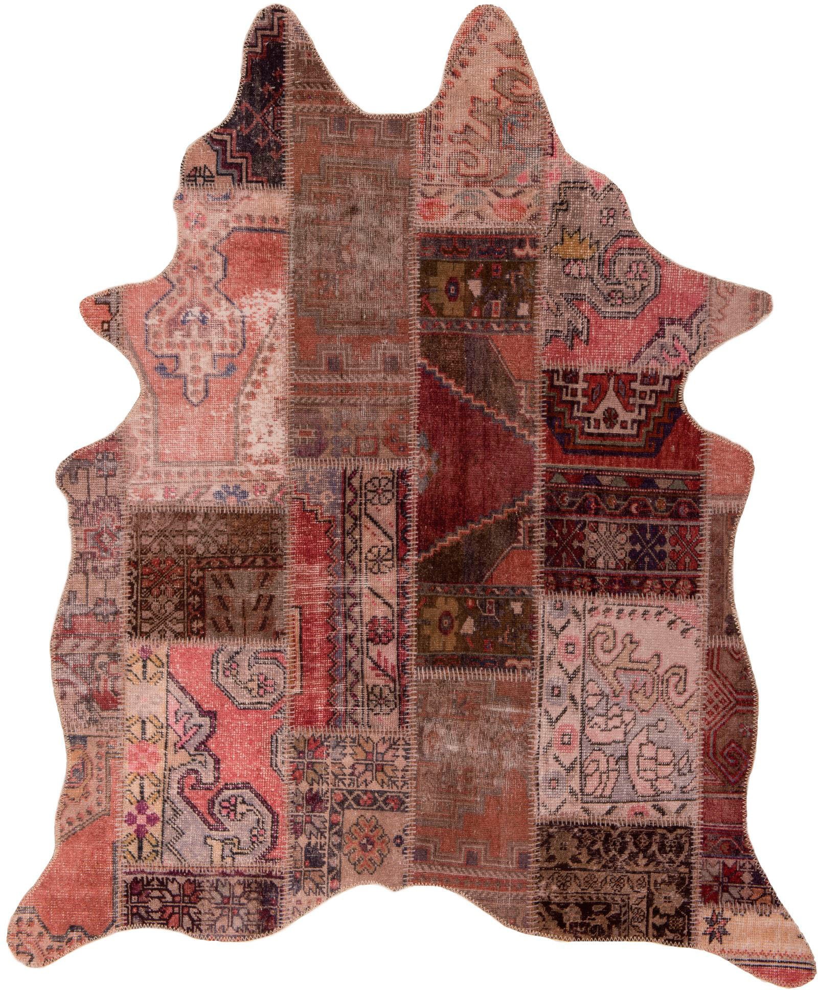 Gino Falcone Fellteppich »Elena 73« fellförmig 3 mm Höhe Kunstfell, bedruckt, Patchwork Design