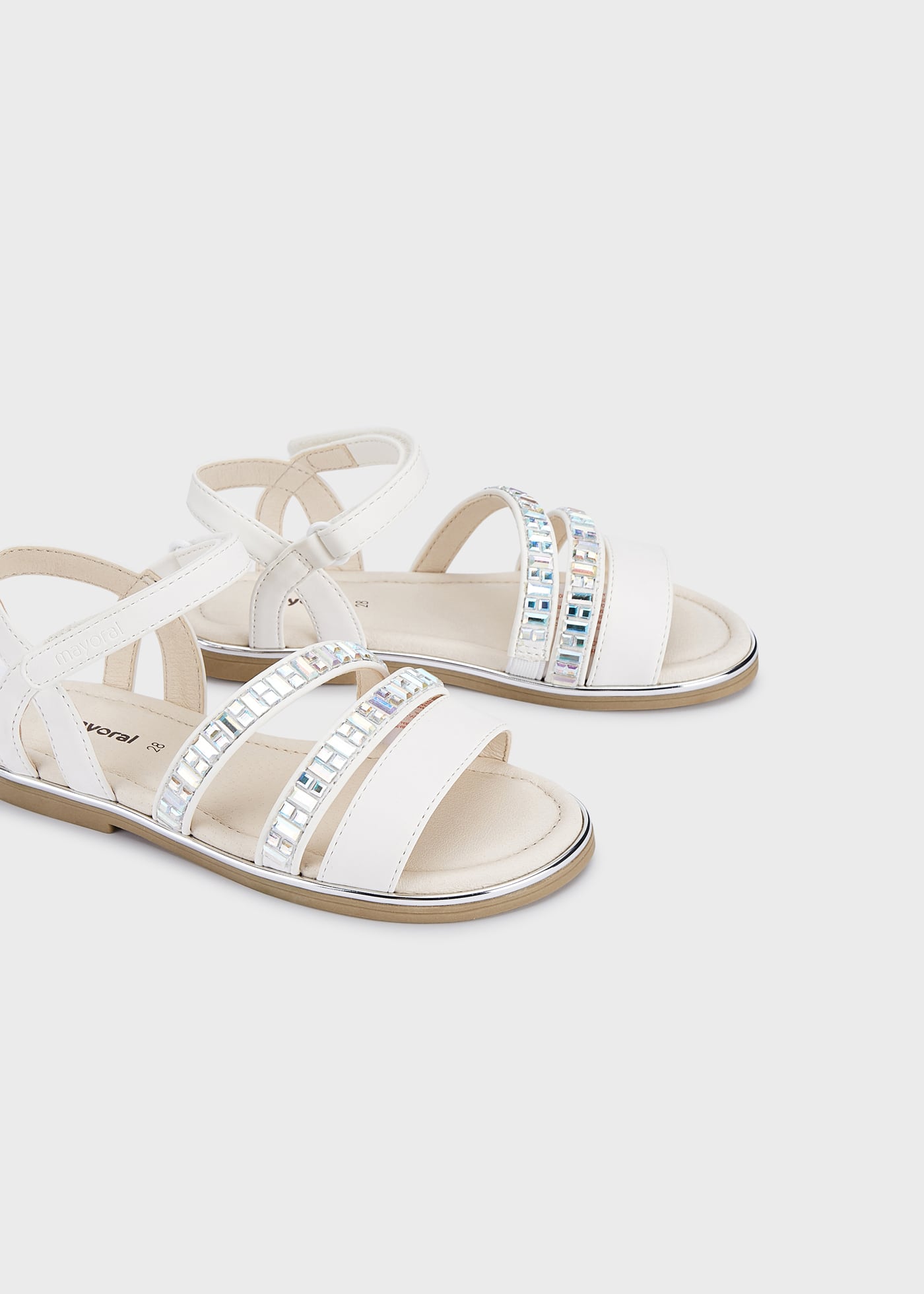 Sandália com glitter e fecho de velcro para meninas
