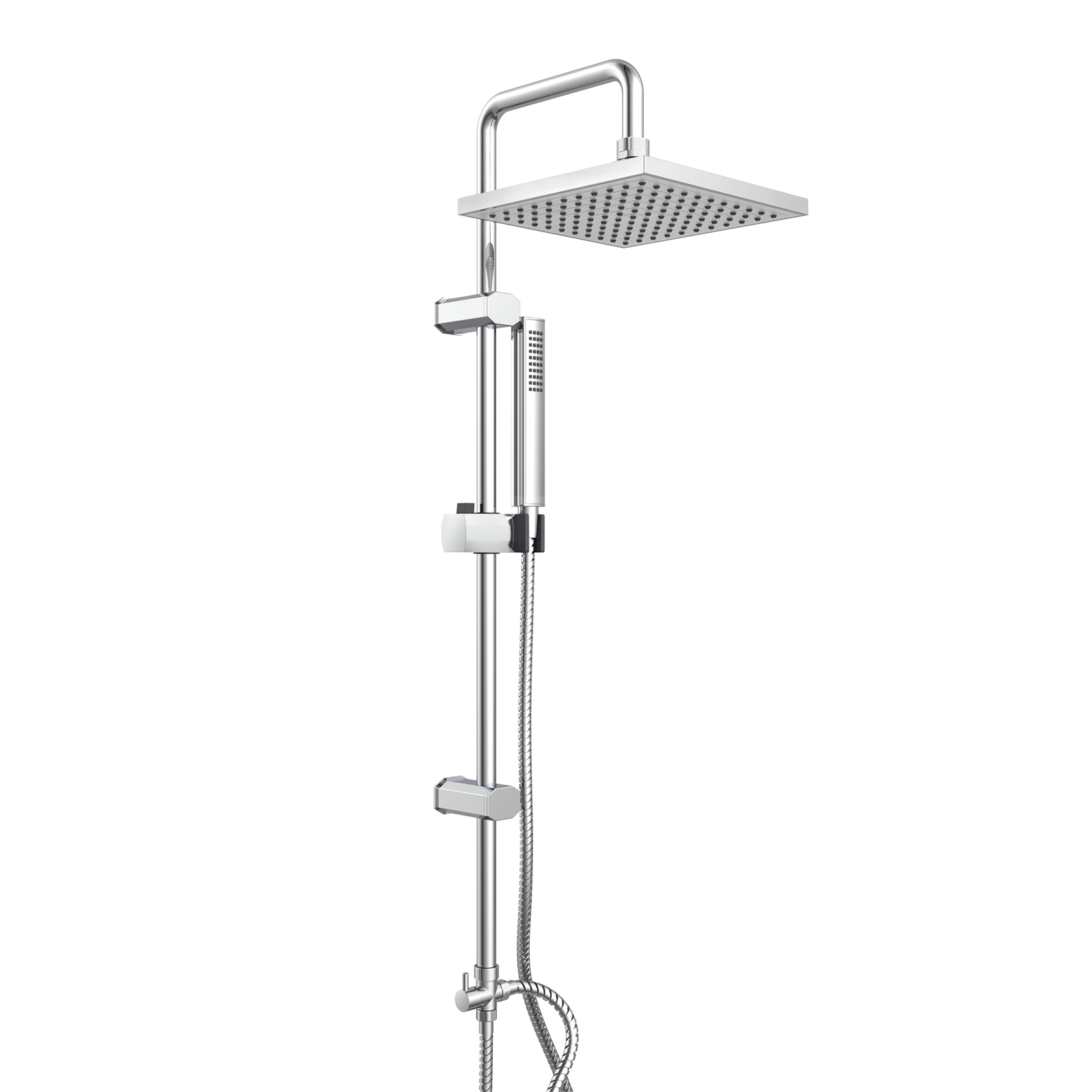 Duschbrause-Set - chrom - eckig - 99 cm