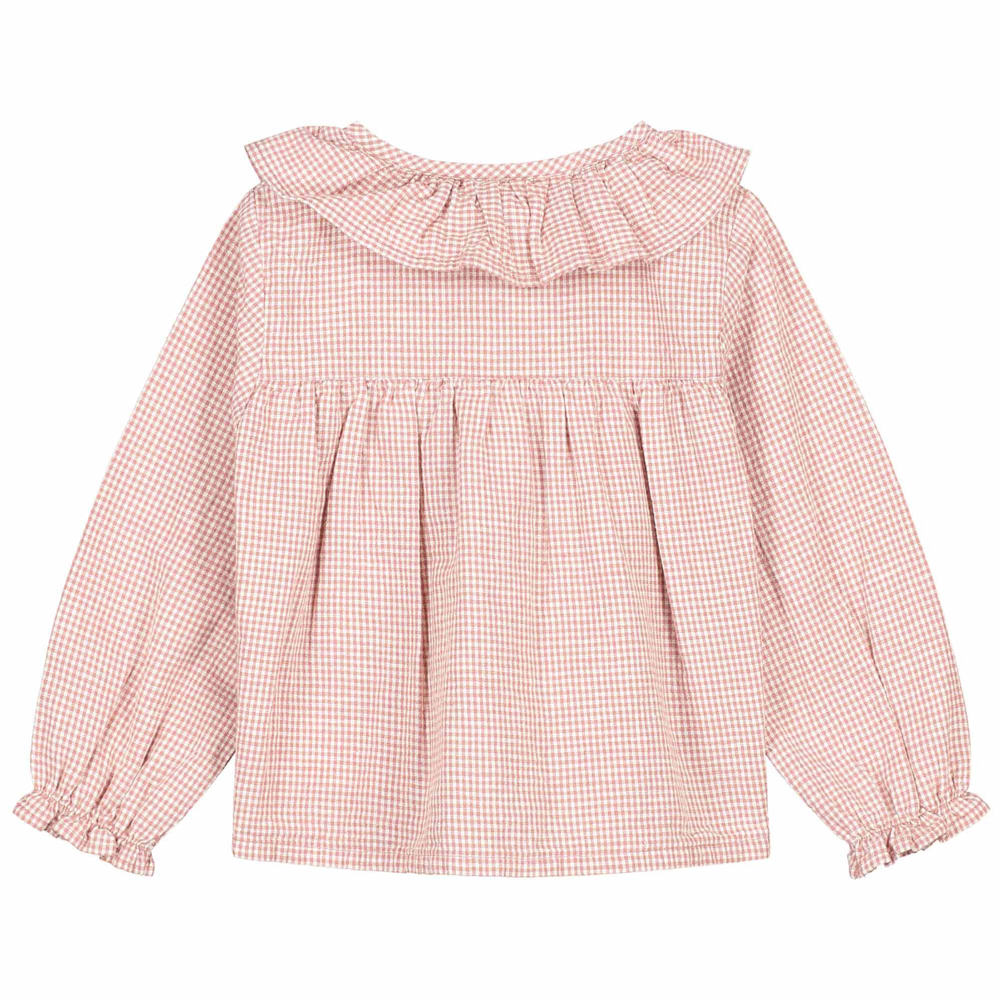 Sweet petit peuter blouse Hazel lange mouwen ruit roze