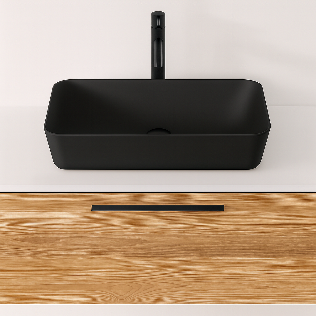 Sanigoods Aqualis keramische waskom 60x40cm mat zwart