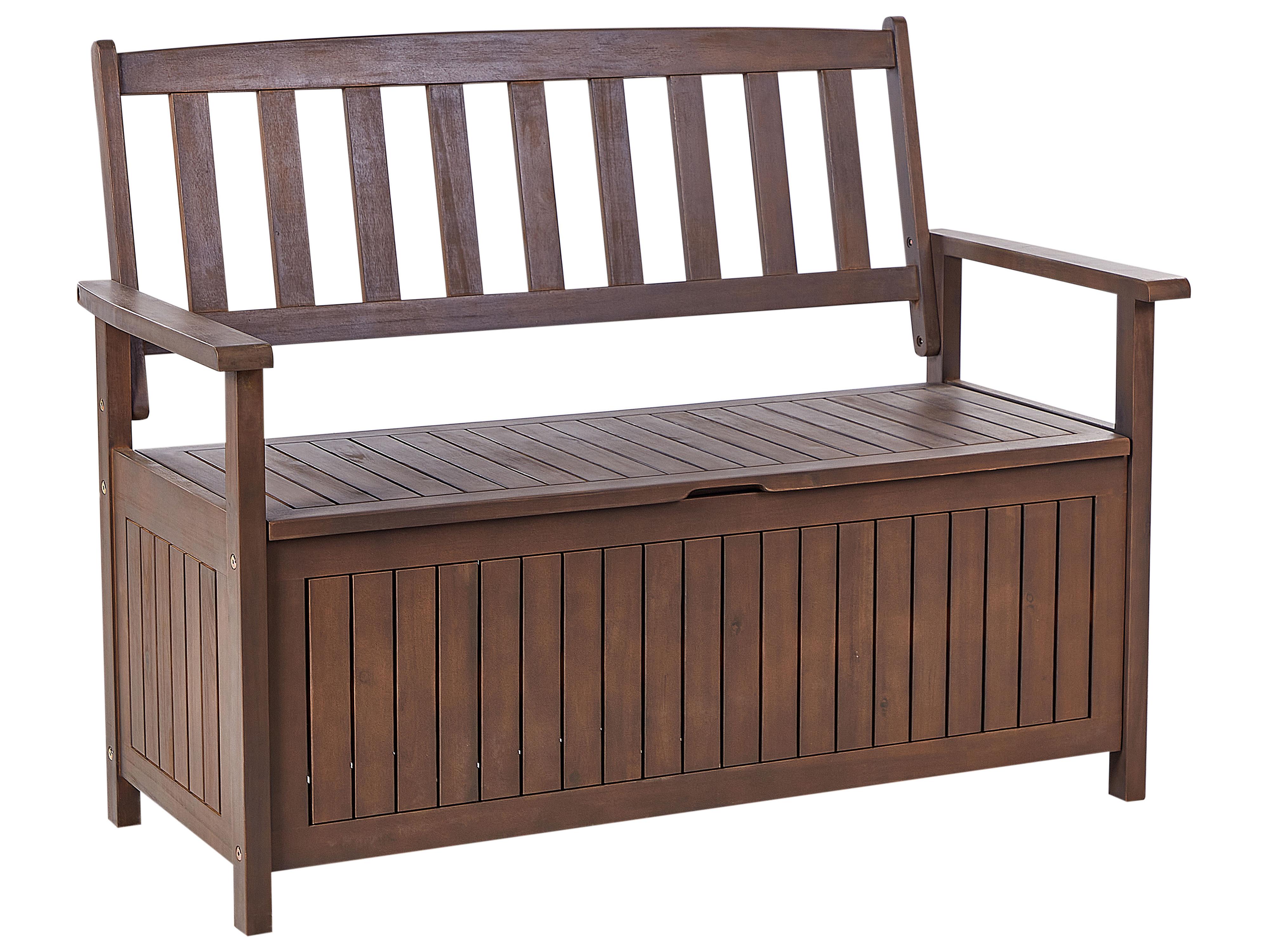 Tuinbank met zitkussen SOVANA 120 cm met opbergruimte Acaciahout Rood