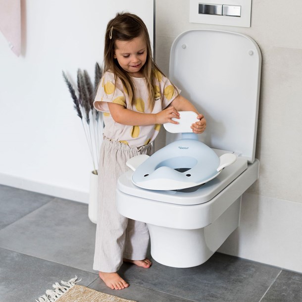Réducteur de toilette baleine bleu clair