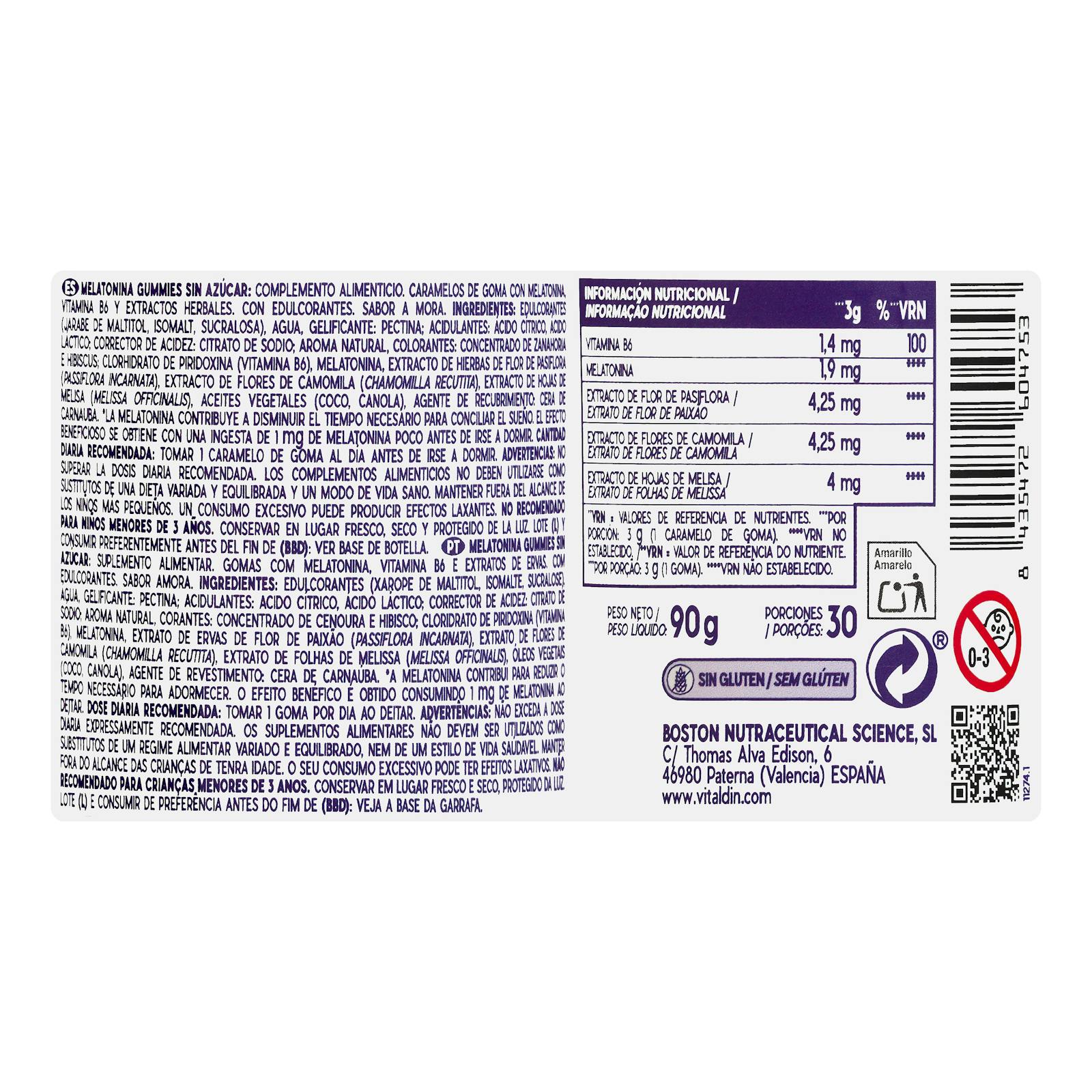 Gummies pour la régulation du sommeil Gummies à la mélatonine Vitaldin