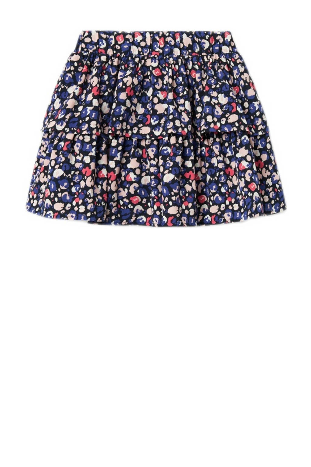 NAME IT gebloemde rok NKFVINAYA donkerblauw/roze/wit