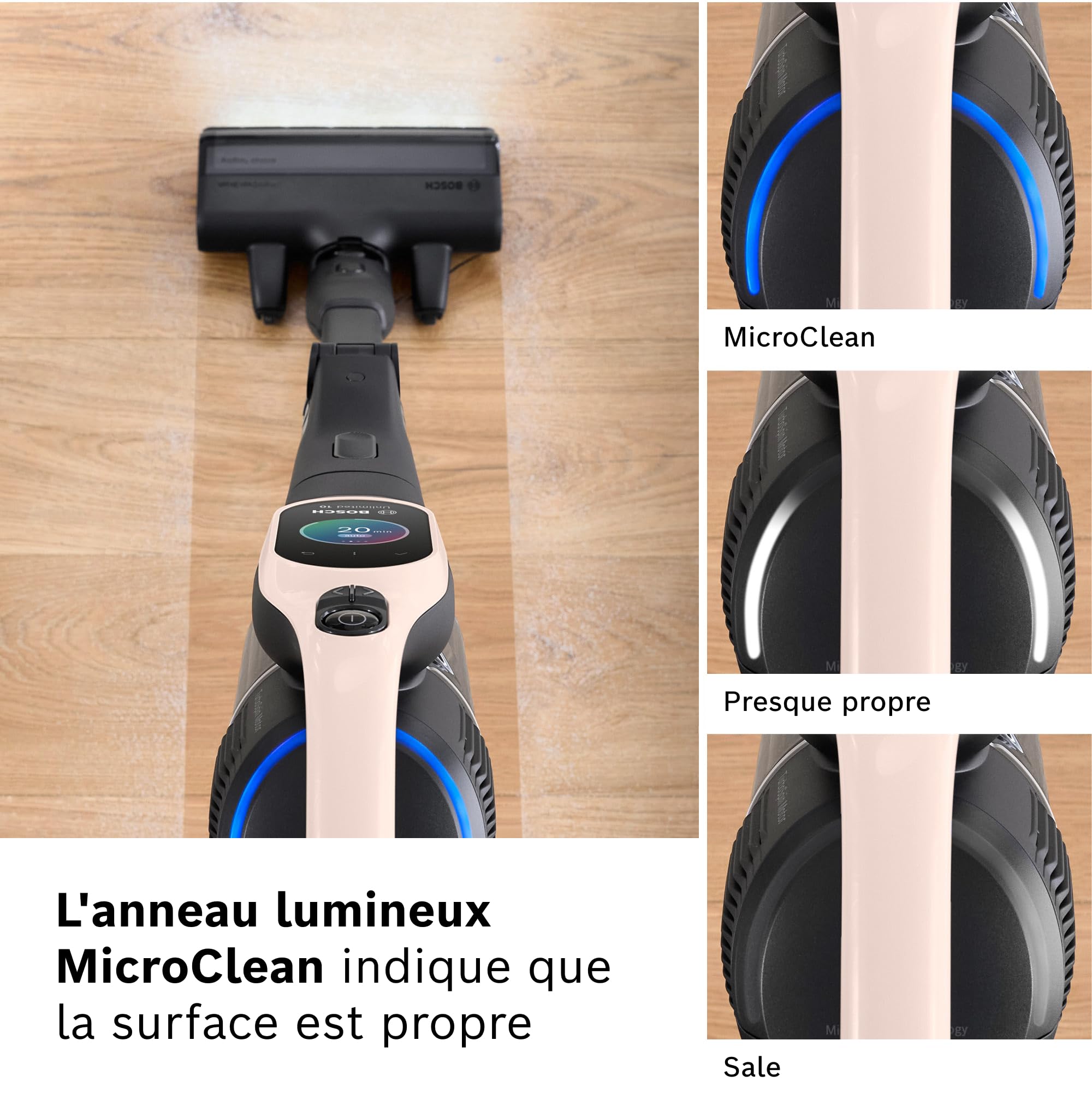 Bosch, aspirateur Balai sans Fil, Unlimited 10, Batterie 4.0 Ah, Technologie MicroClean, bac à poussière Facile à Vider, Tube Flexible, éclairage LED,