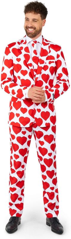 Suitmeister - Love - Heren Pak - Wit - Inclusief Pantalon, Blazer en Stropdas