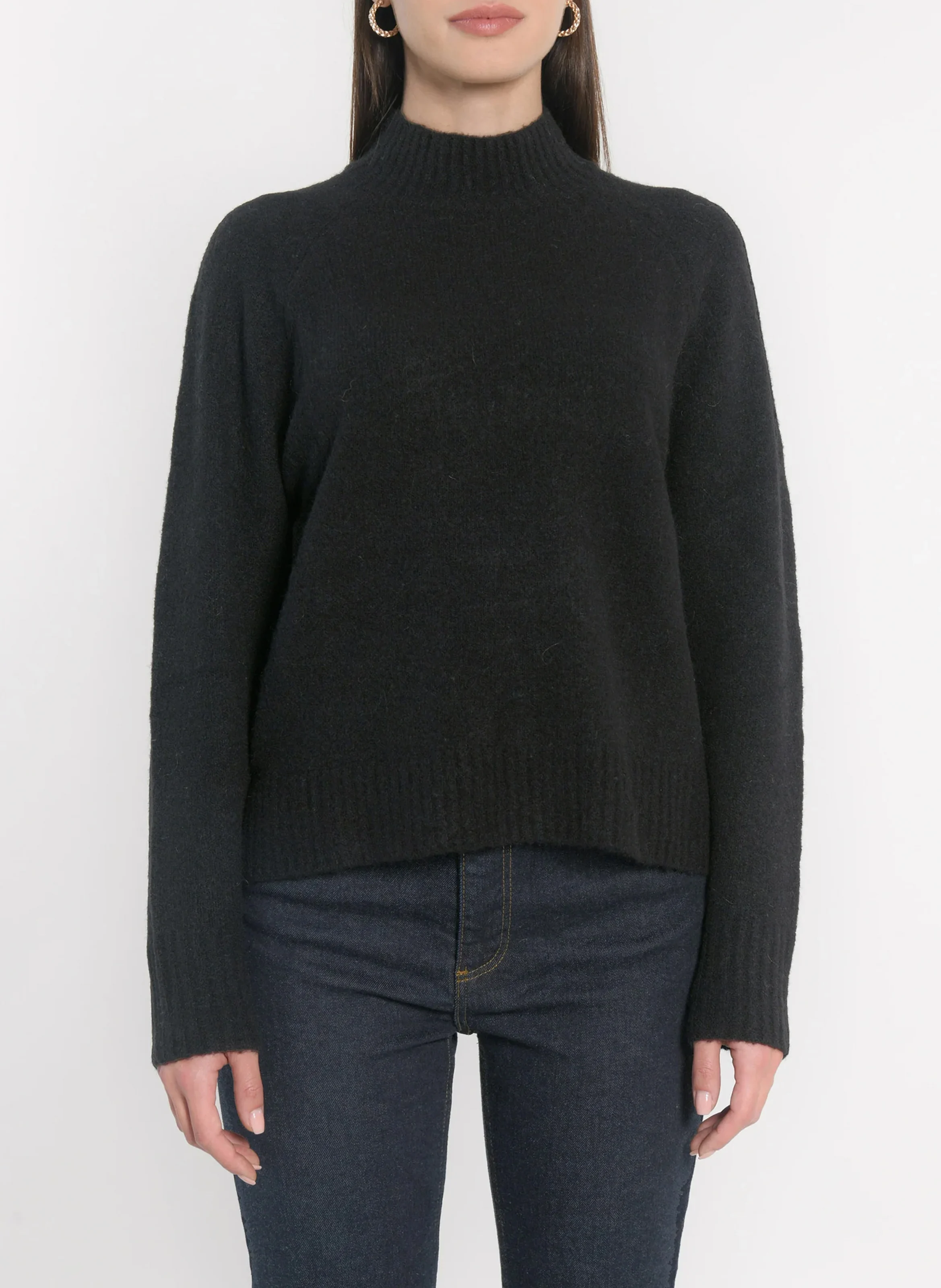 CONNIE - Pull col montant en laine mélangée | Noir