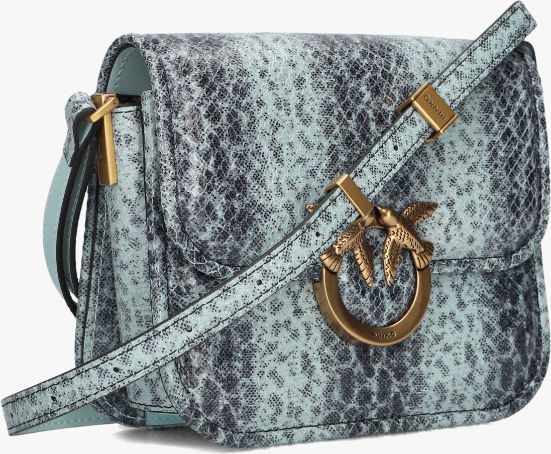 blauwe pinko schoudertas love box bag fl mini pelle