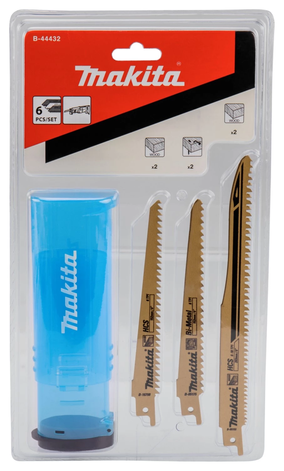 Makita B-44432 6-delige reciprozaagbladenset in koker