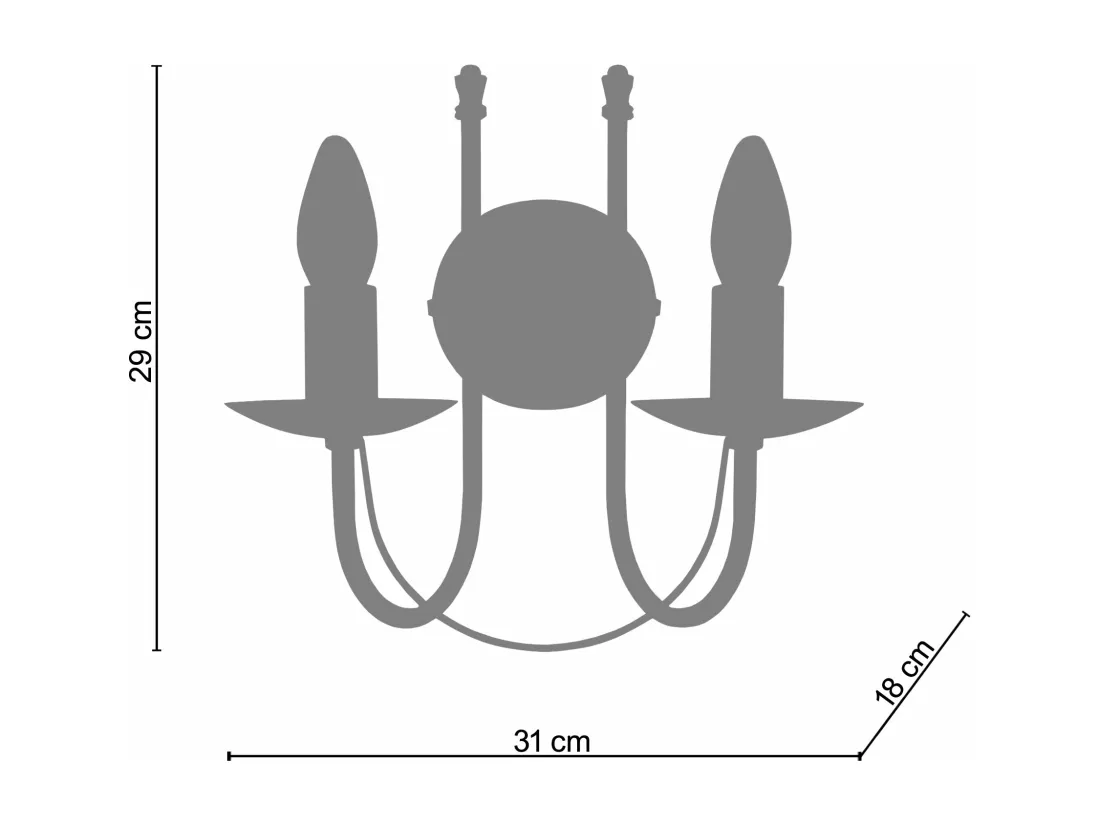 Applique double bras métal ivoire 24,5cm.