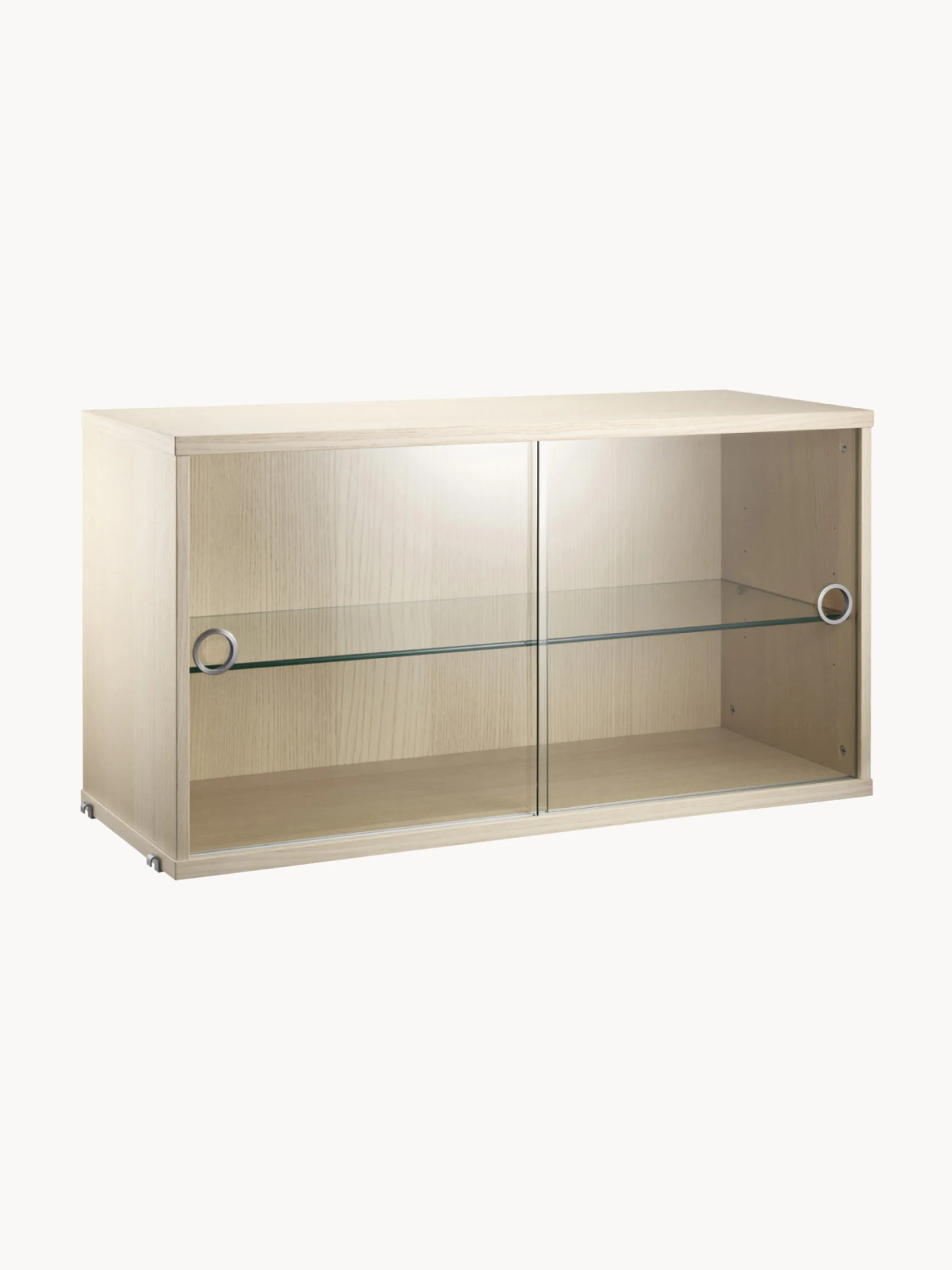 Displaykast String System met draaideuren van glas, B 78 x D 30 cm