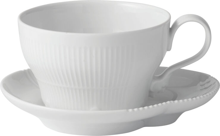 Royal Copenhagen Hvid Elements 26 cl. kop med underkop Hvid