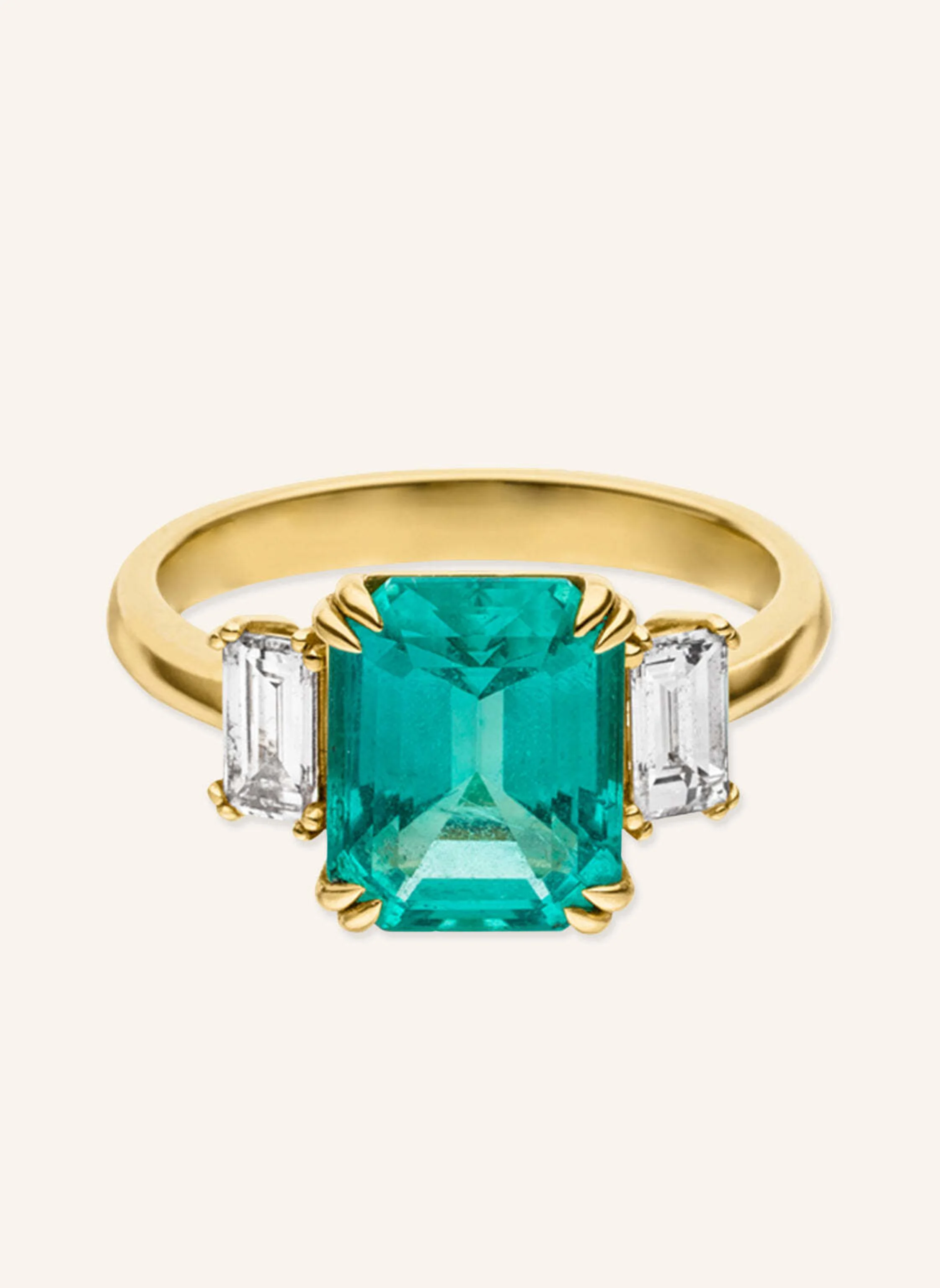 VEYNOU Ring EDEN aus 14 Karat Gelbgold mit lab-grown Smaragd und Diamanten