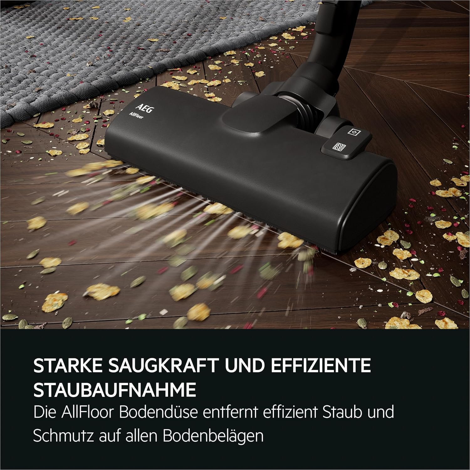 AEG CLEAN 5000 Staubsauger mit Beutel, hohe Saugleistung, aus Recyclingkunststoff, AllFloor Bodendüse mit Klicksystem, 2in1 Multifunktionsdüse, 8,5m Aktionsradius, waschbarer Hygiene-Filter, AB51C1DB