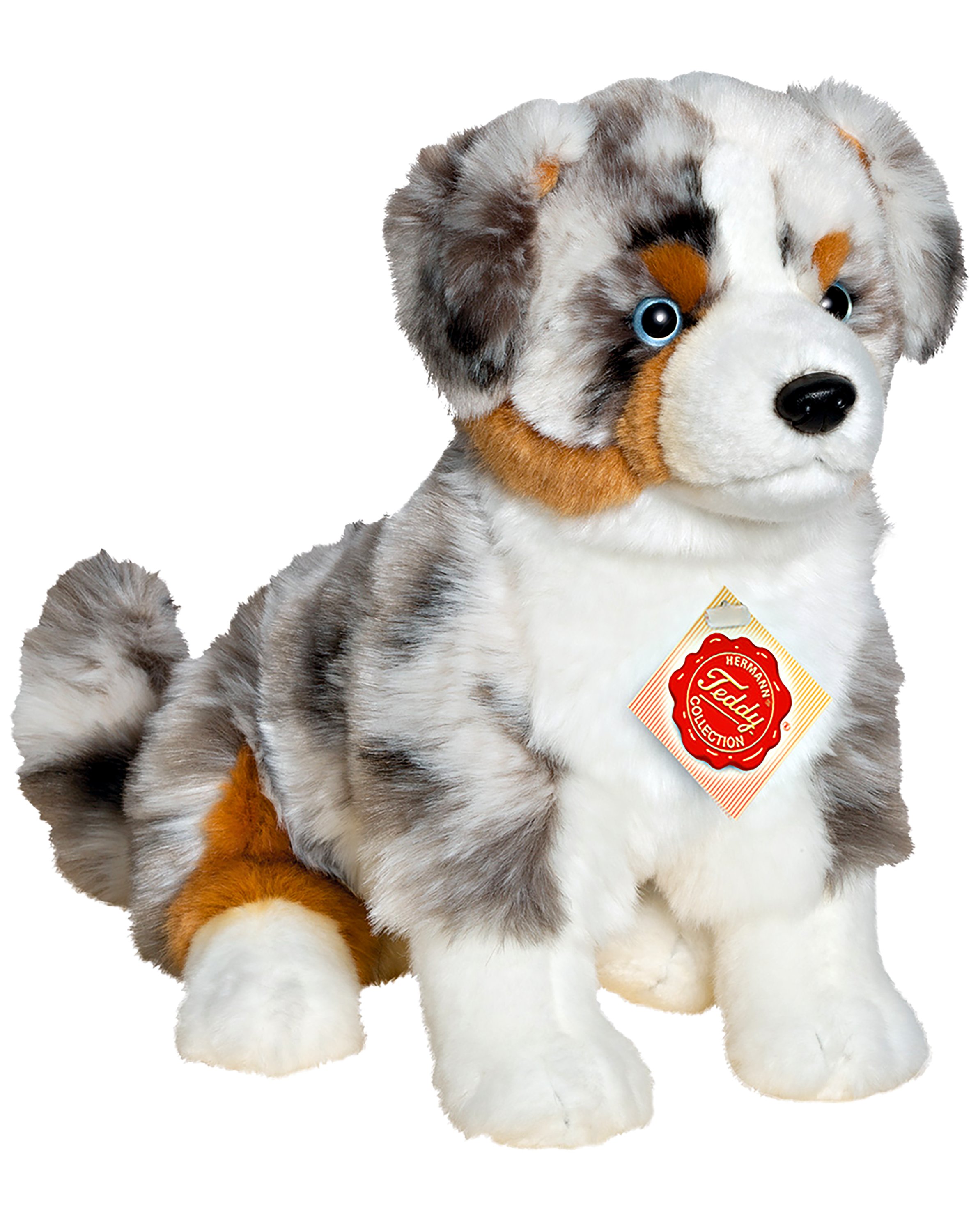 Kuscheltier AUSTRALIAN SHEPHERD (30cm) sitzend in weiß/braun