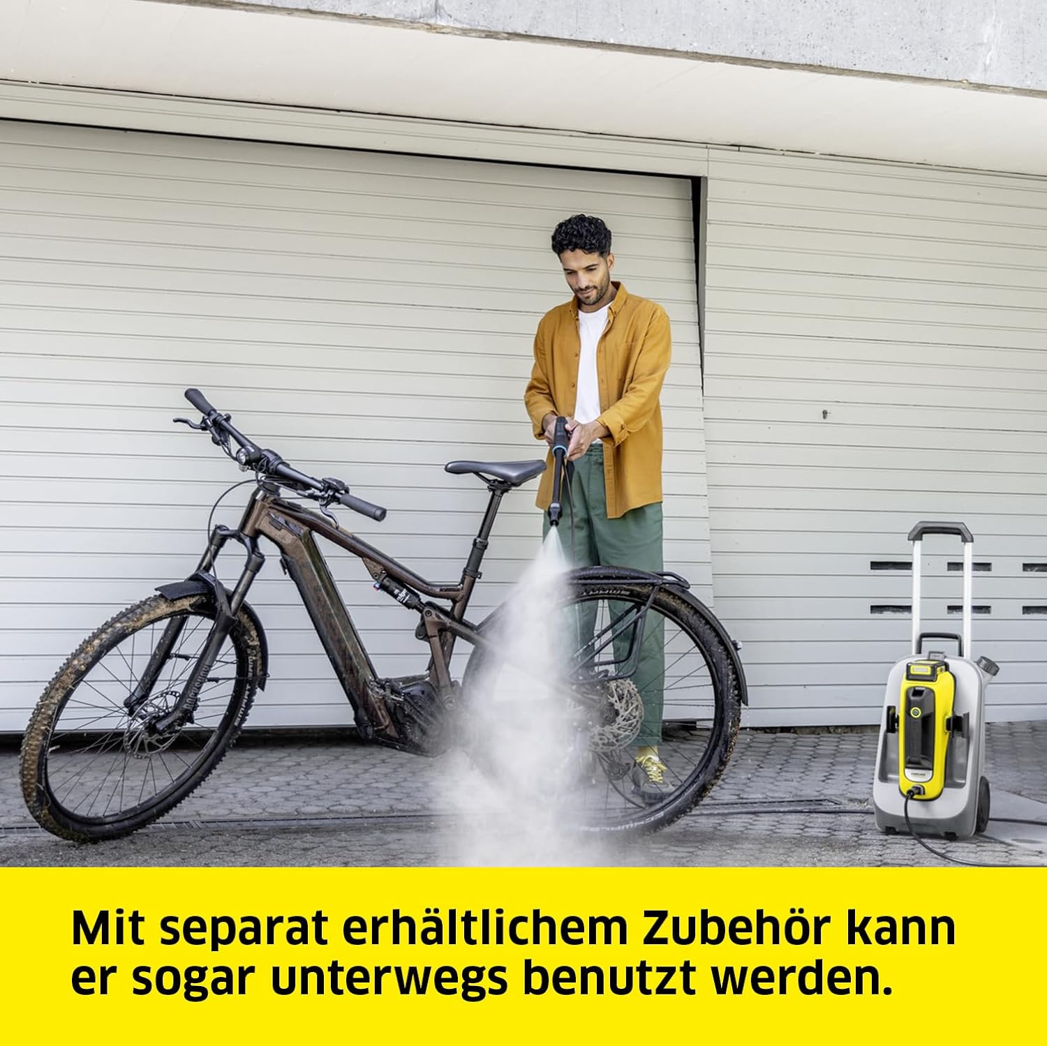 Kärcher Mobile Outdoor Cleaner OC 6-18 (Mitteldruck 24 bar, Flexschlauch 4m, ohne Akku und ohne Schnellladegerät) Gelb