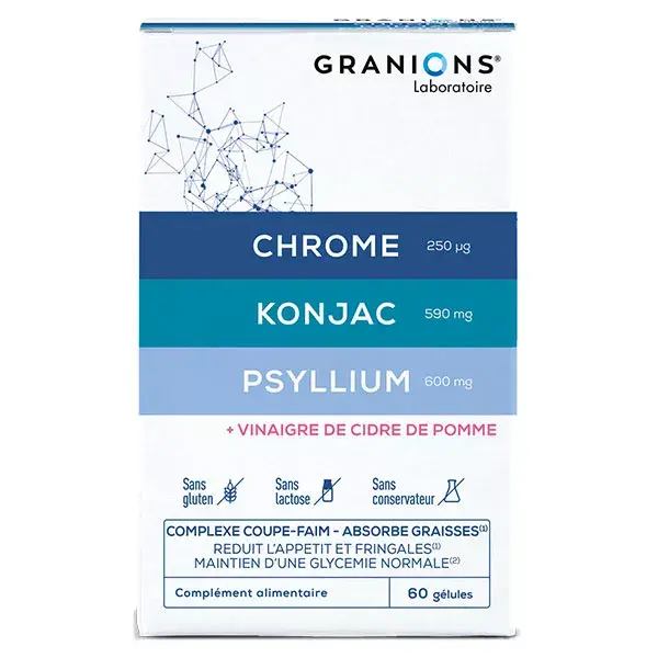 Granions Supressor de Apetite Konjac Psyllium Chrome Caixa com 60 cápsulas