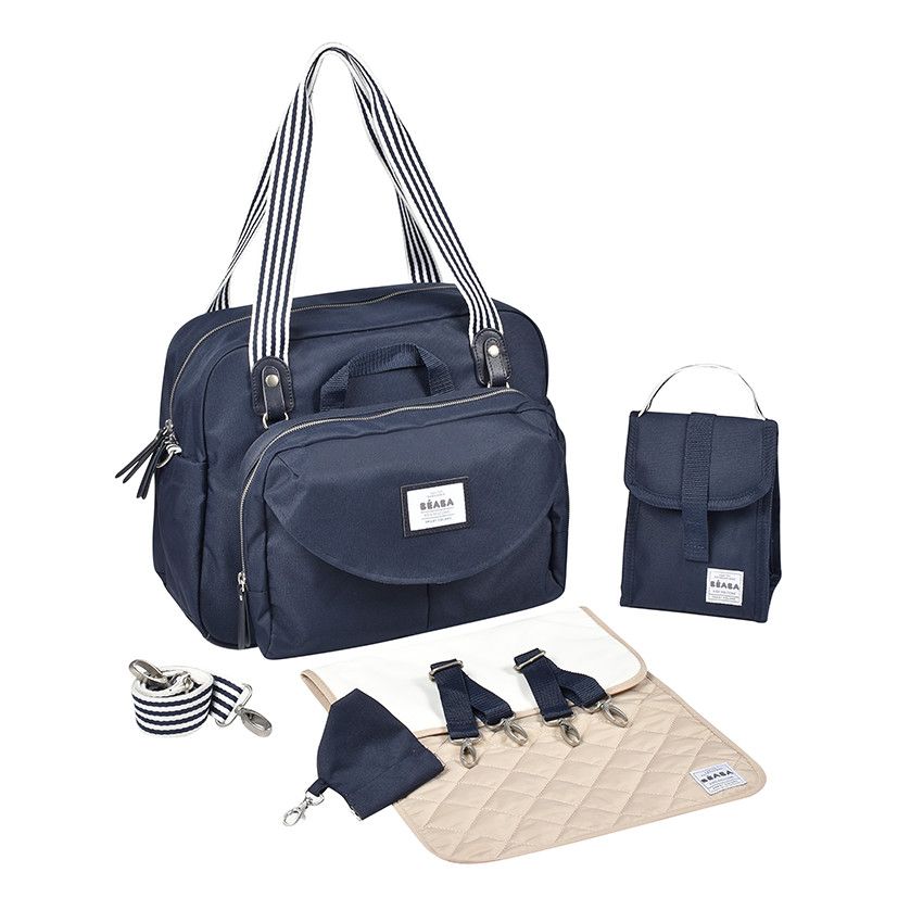 Sac à langer Genève II - Bleu Marine - Ecru