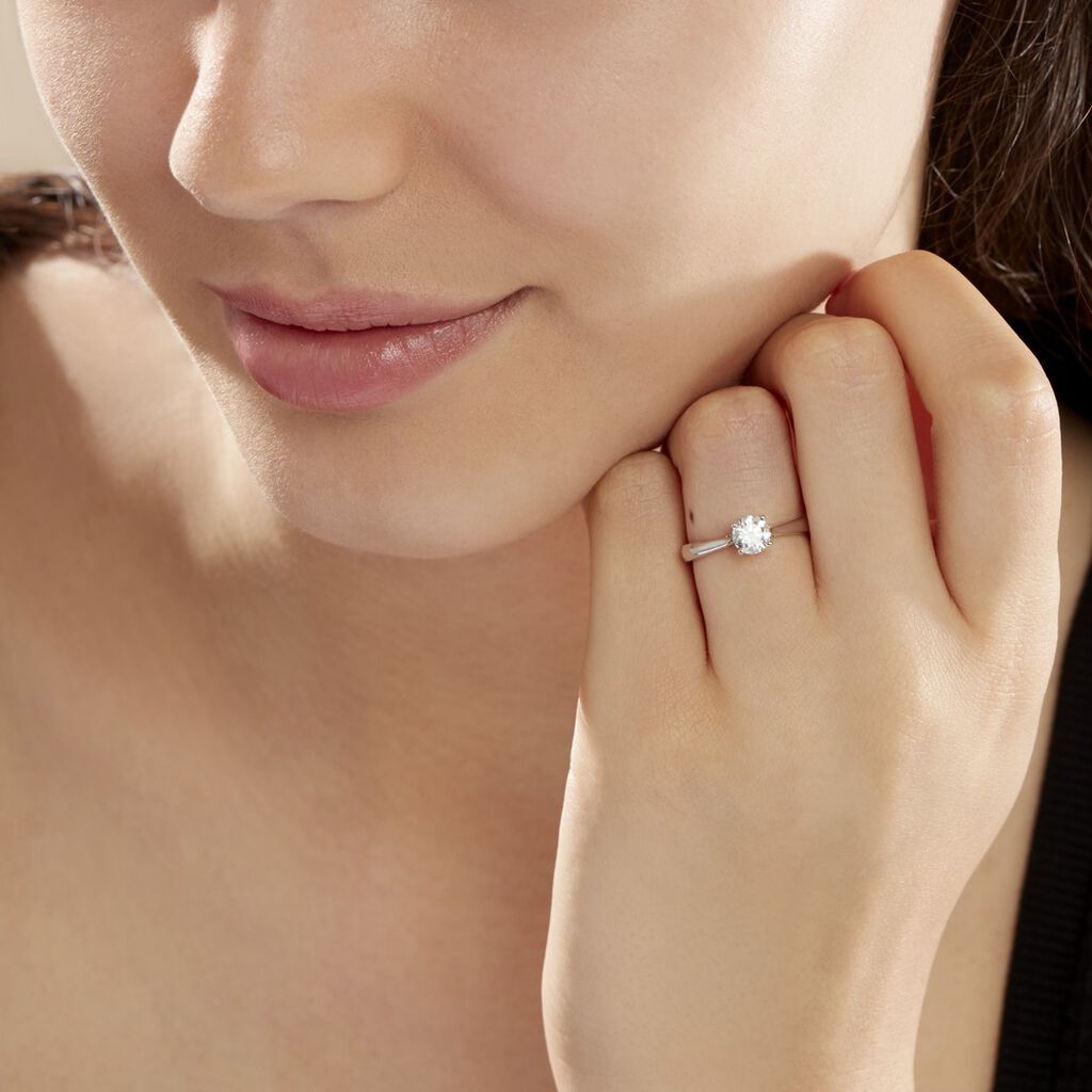 Bague Solitaire Fiona Or Blanc Diamant Synthetique