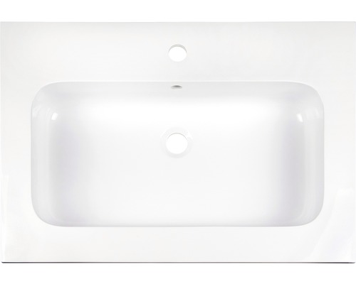 Sanox Porto badkamermeubelset (B x H x D): 70 x 56,5 x 50 cm, frontkleur: wit hoogglans, met witte gegoten minerale wastafel