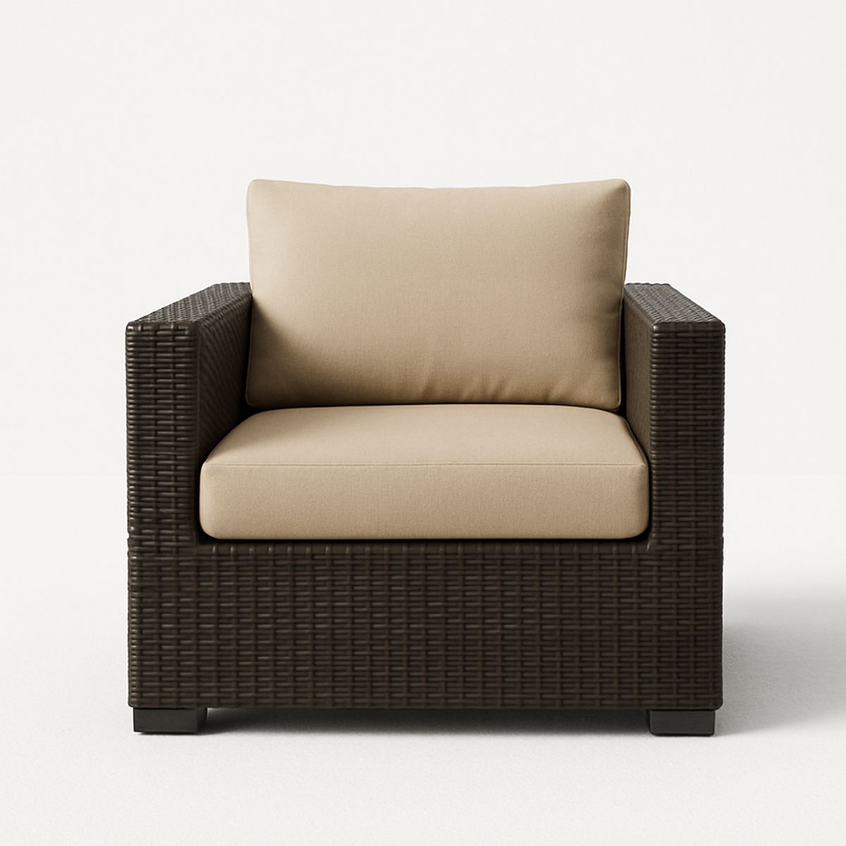 Polyrattan Gartensessel mit Kissen Beige