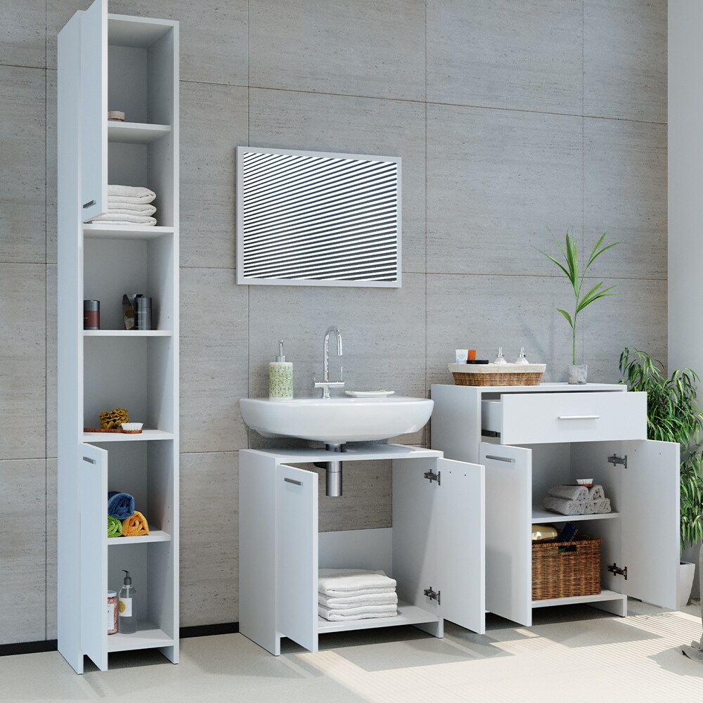 VICCO Badschrank KIKO 80 x 60 cm Weiß - Midischrank Bad Schrank Regal Badregal