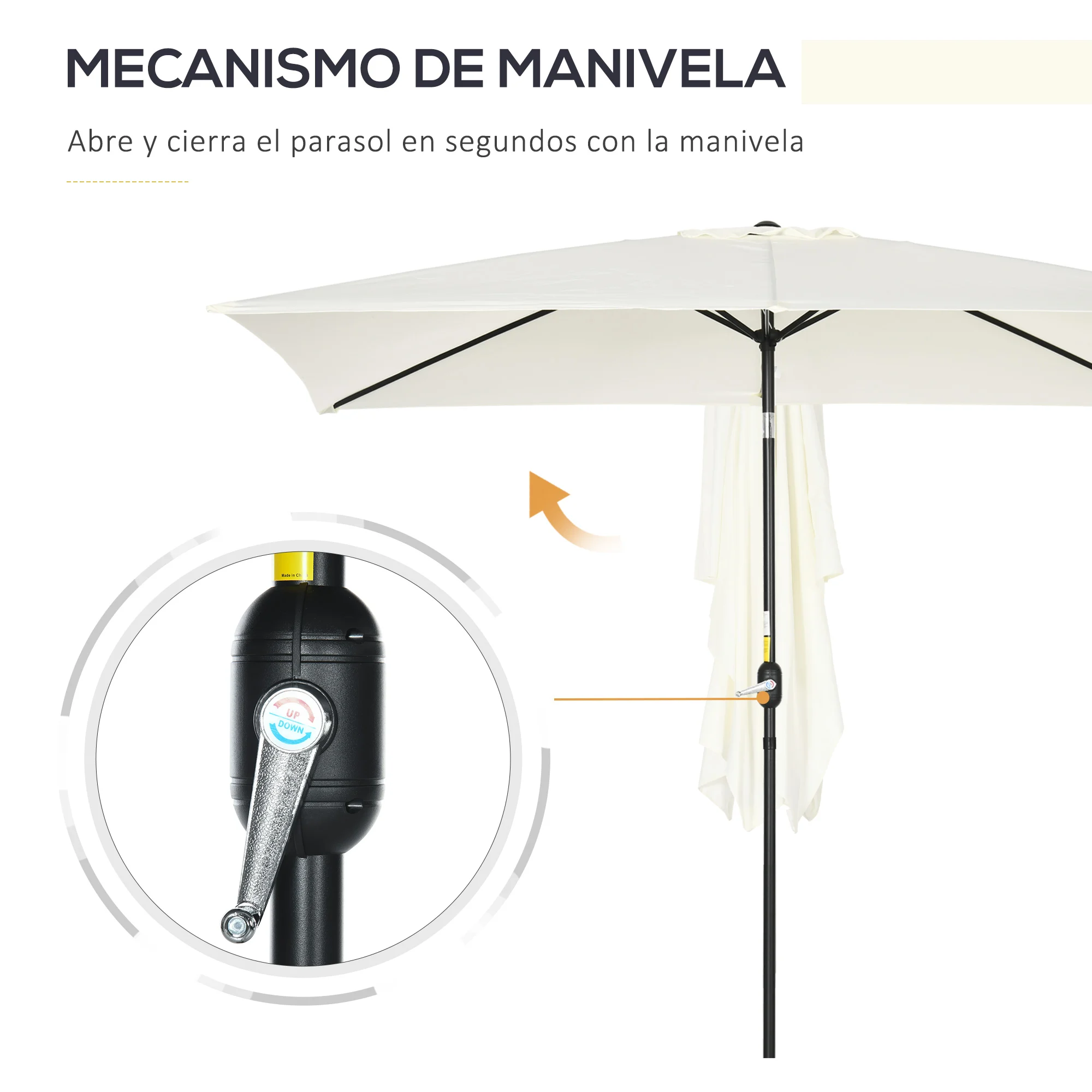 Guarda-sol de jardim branco Outsunny