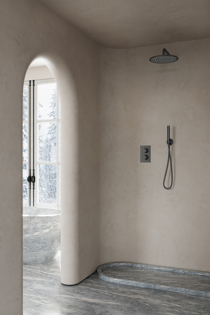 Saniclear Iron inbouw regendouche met wandarm en 30cm hoofddouche verouderd ijzer - gunmetal