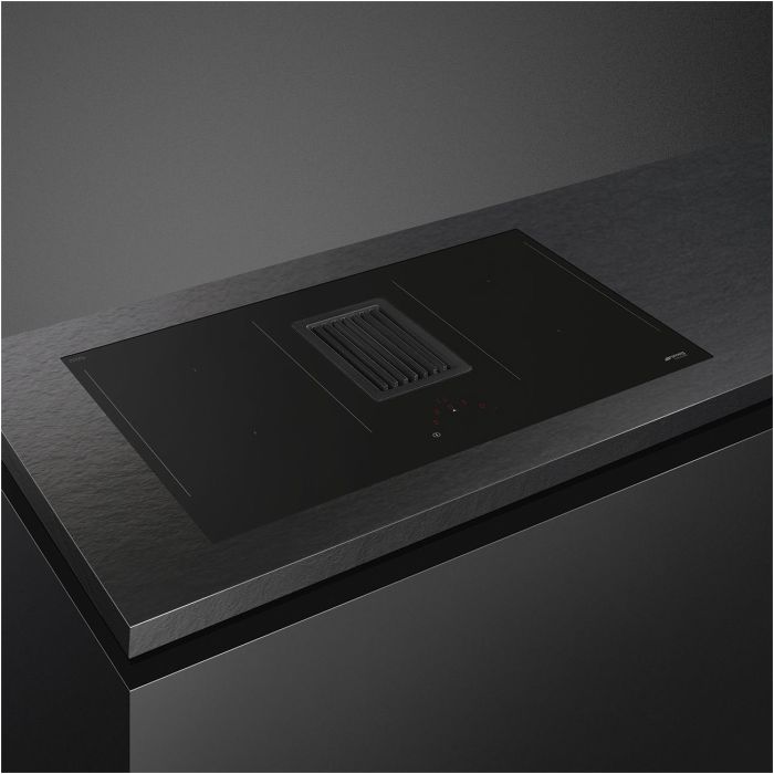SMEG Induktions-Kochfeld + Muldenlüfter HOBD482D Schwarz