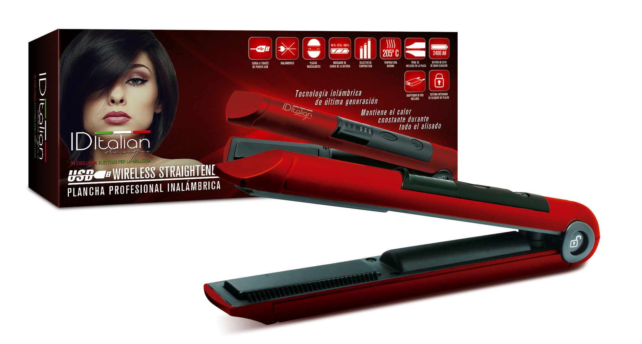 Italian Design USB Wireless Hair straightener