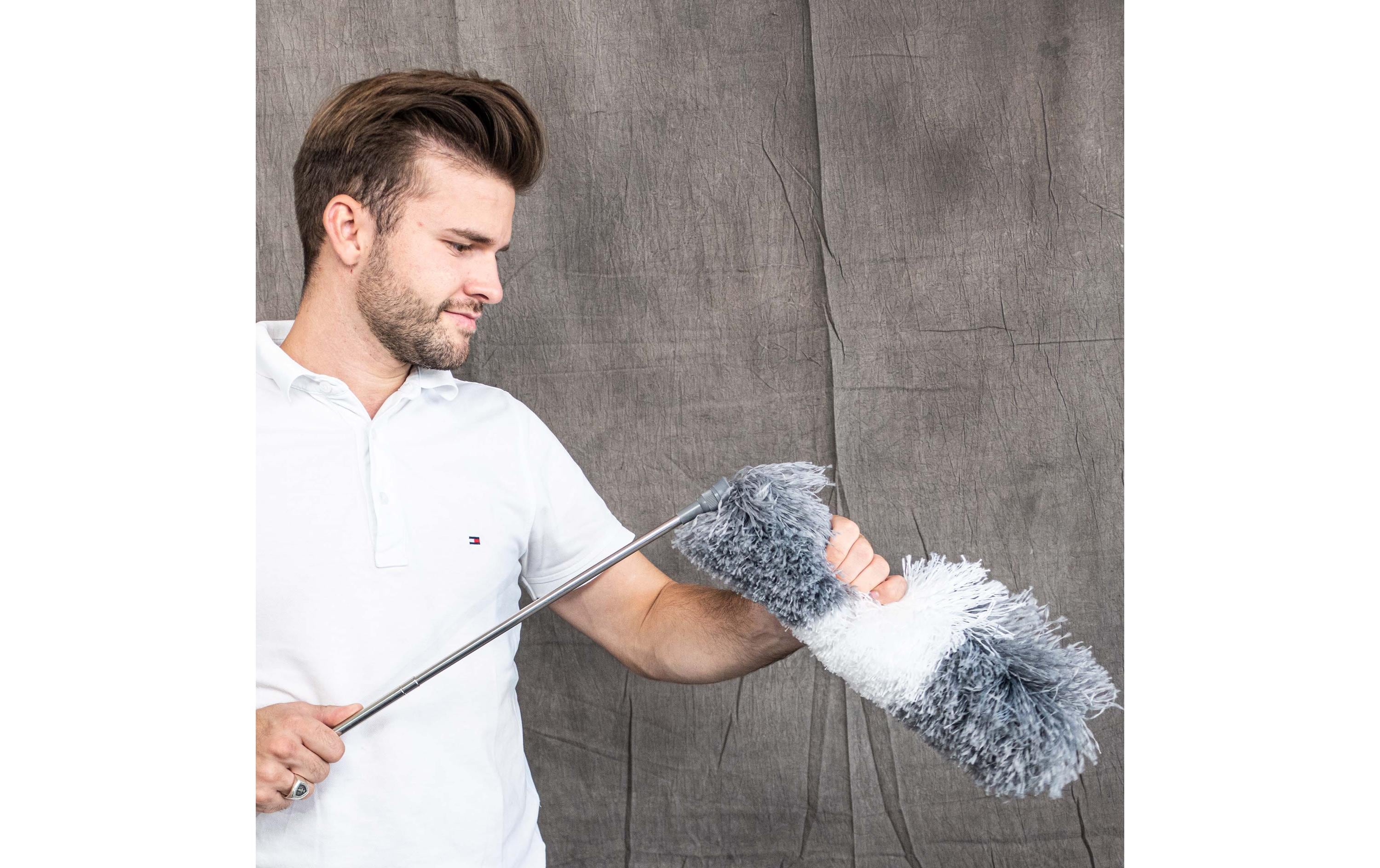 Staubwedel 245 cm Grau/WeissStaubwedel mit extra langem Teleskopstiel