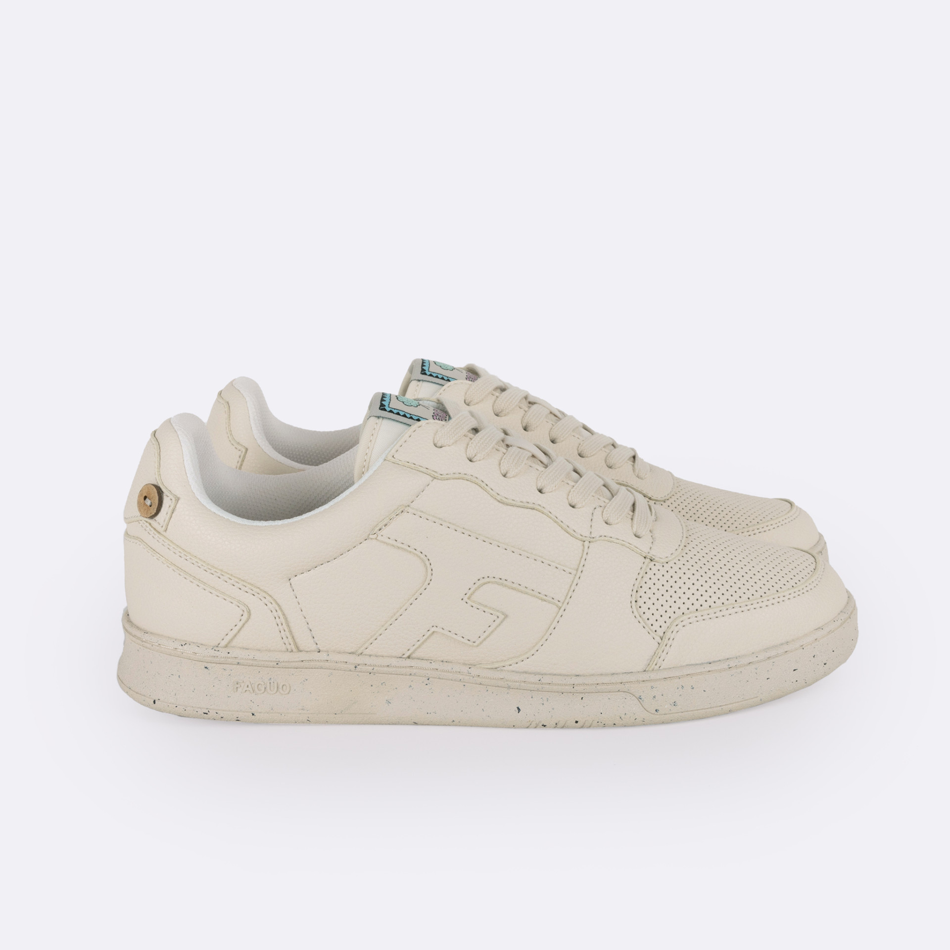 Baskets écrues cuir et polyester recyclé - modèle hazel