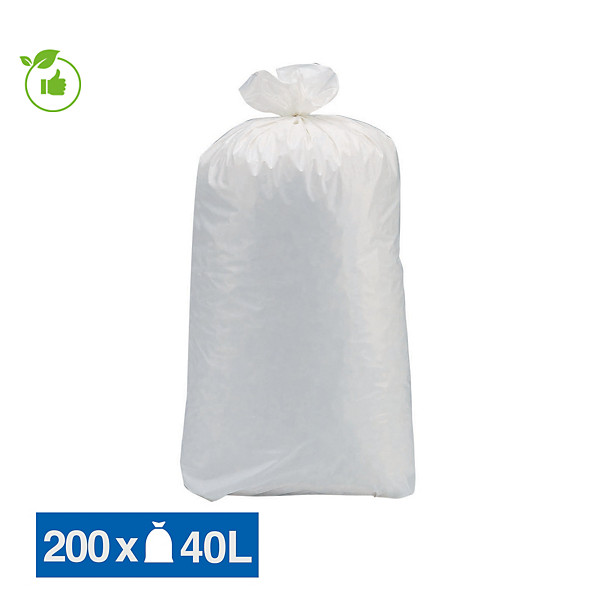 Sacs poubelle déchets lourds Tradition blancs 40 L, lot de 200