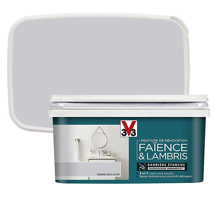 Peinture de rénovation faïence et lambris V33 tendre gris satin 2L