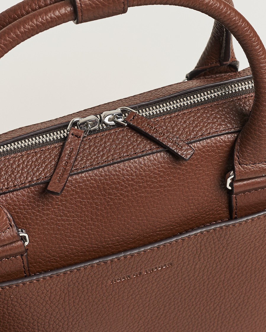 Tiger of Sweden Bosun Grained Leather Briefcase Brown