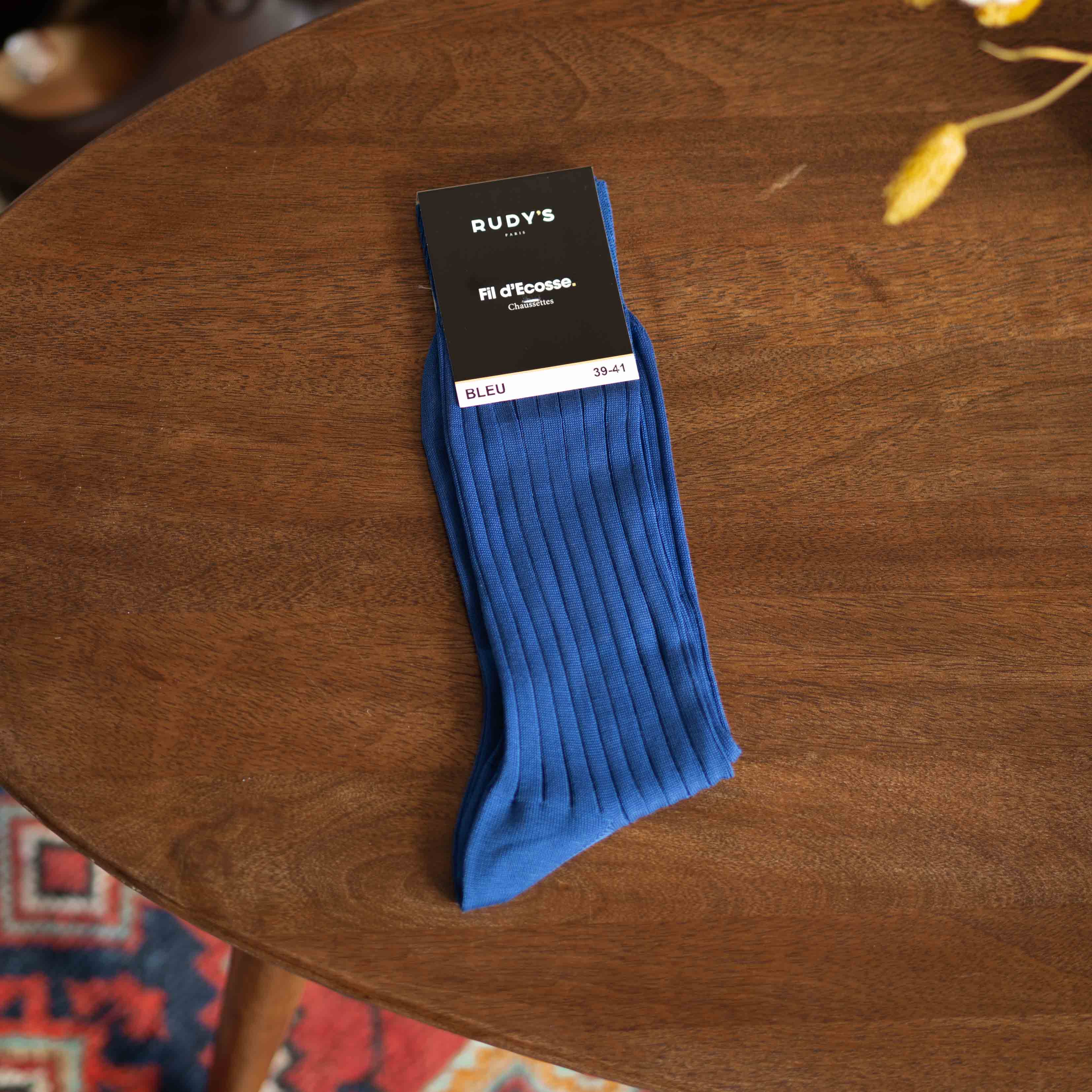 Chaussettes Fil D'Ecosse Bleu-Chaussettes fil d'Ecosse