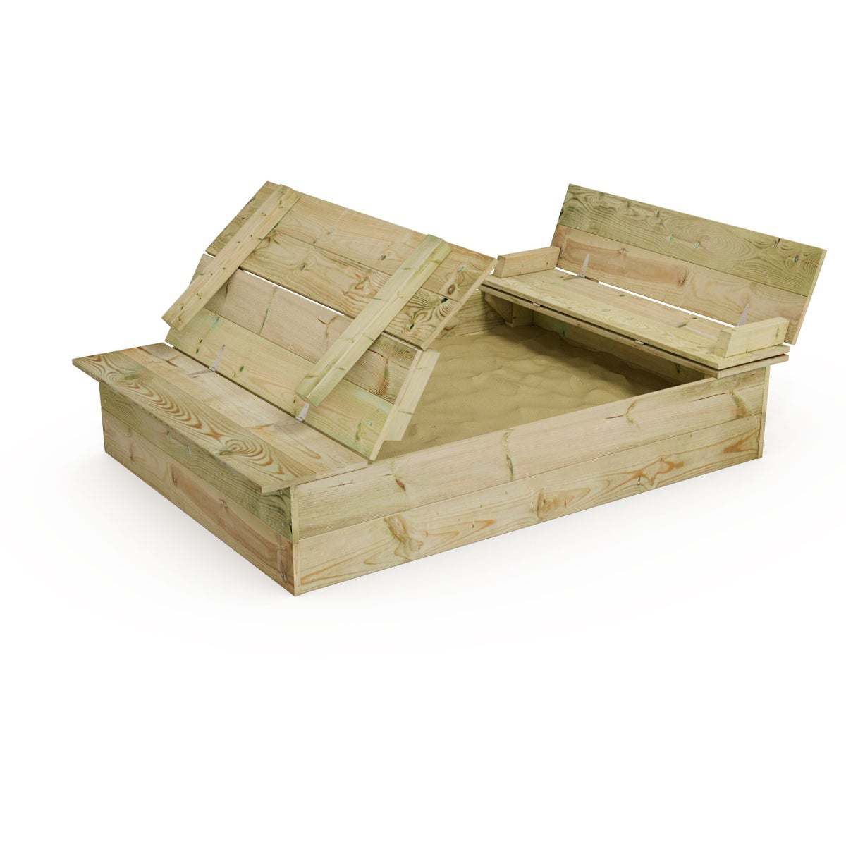 WICKEY Flippey Zandbak 110x165cm Tuin Kinderzandbak Speeltuin met Bank en Scharnierend Deksel