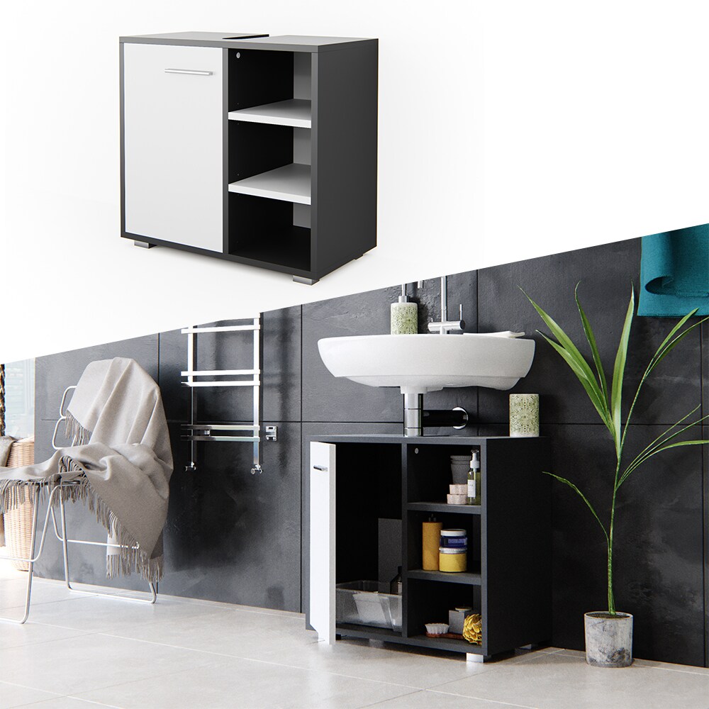 Vicco Waschtischunterschrank Perry Unterschrank Waschbecken Waschtisch Weiß/ Anthrazit