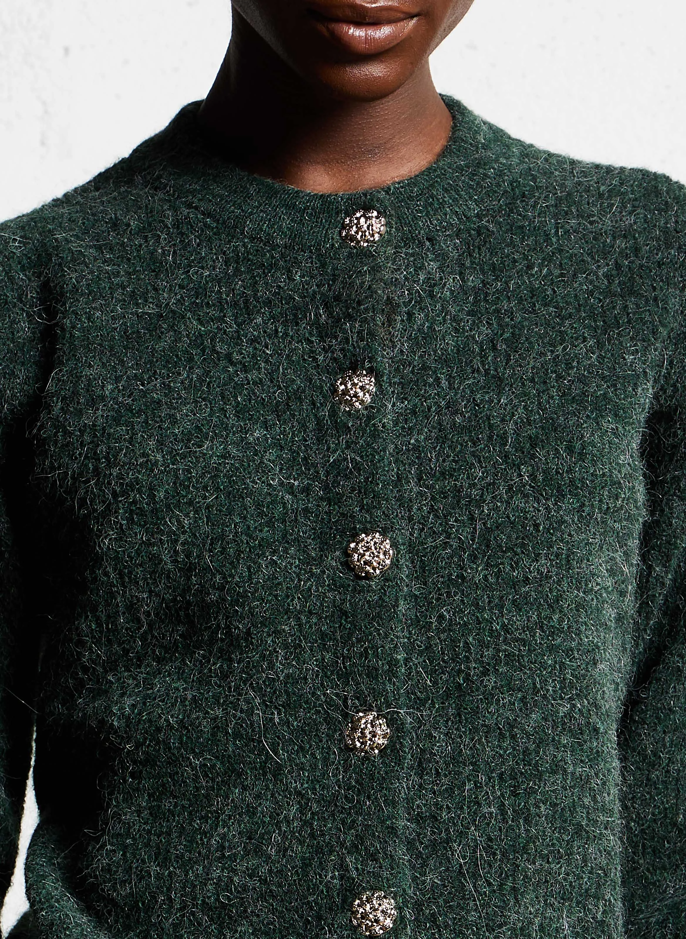 ALVA - Cardigan droit boutonnée | Vert