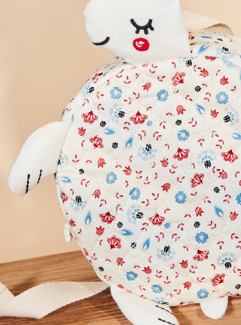 Sac à dos écru tortue fleuri