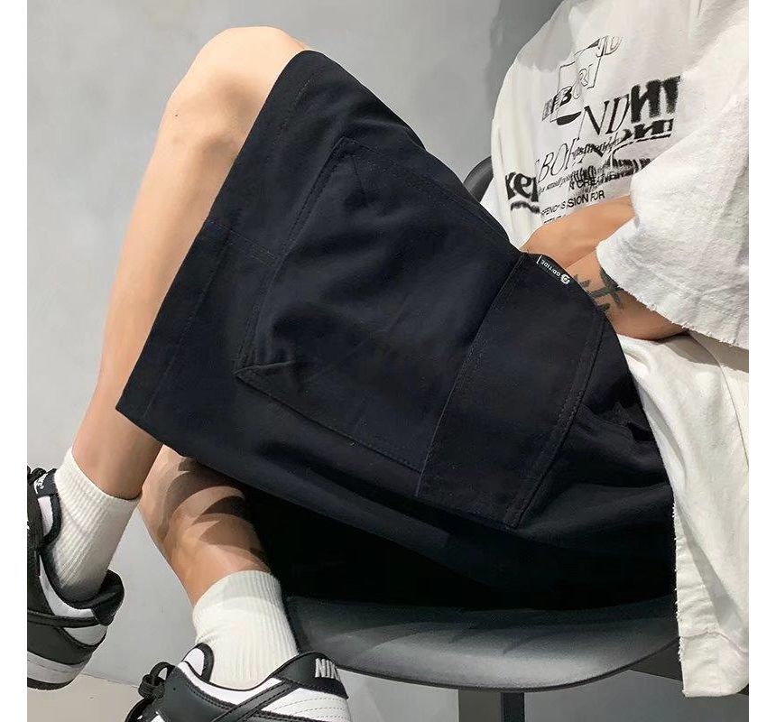 Acrius - Effen cargoshorts met trekkoordtaille