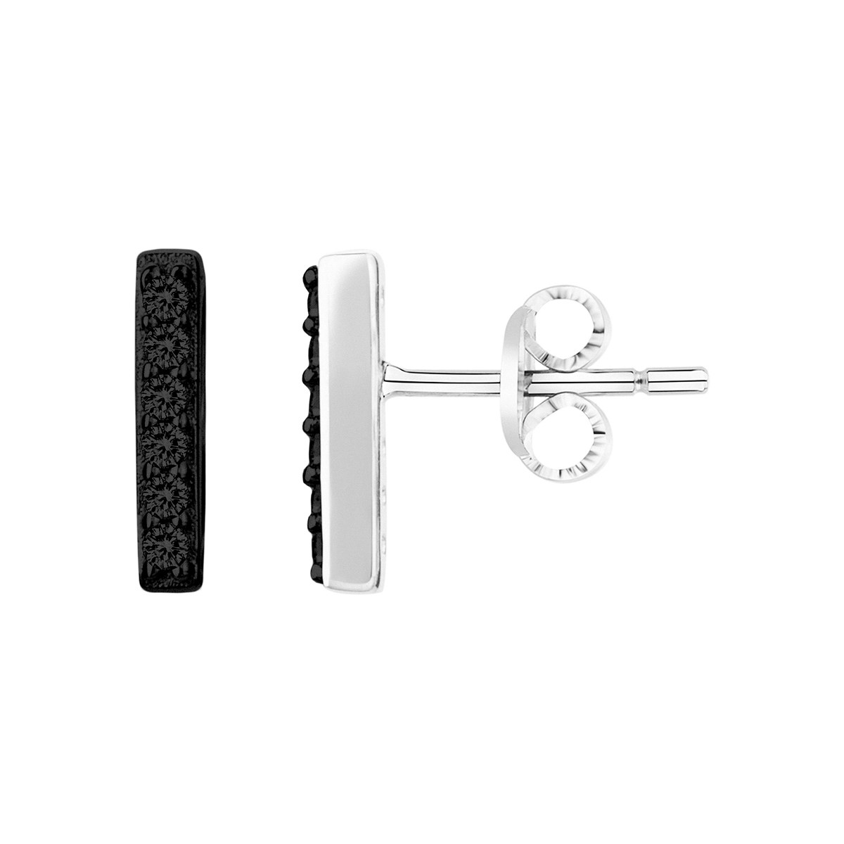 Boucles d'oreilles puces en Argent avec oxyde de zirconium noir