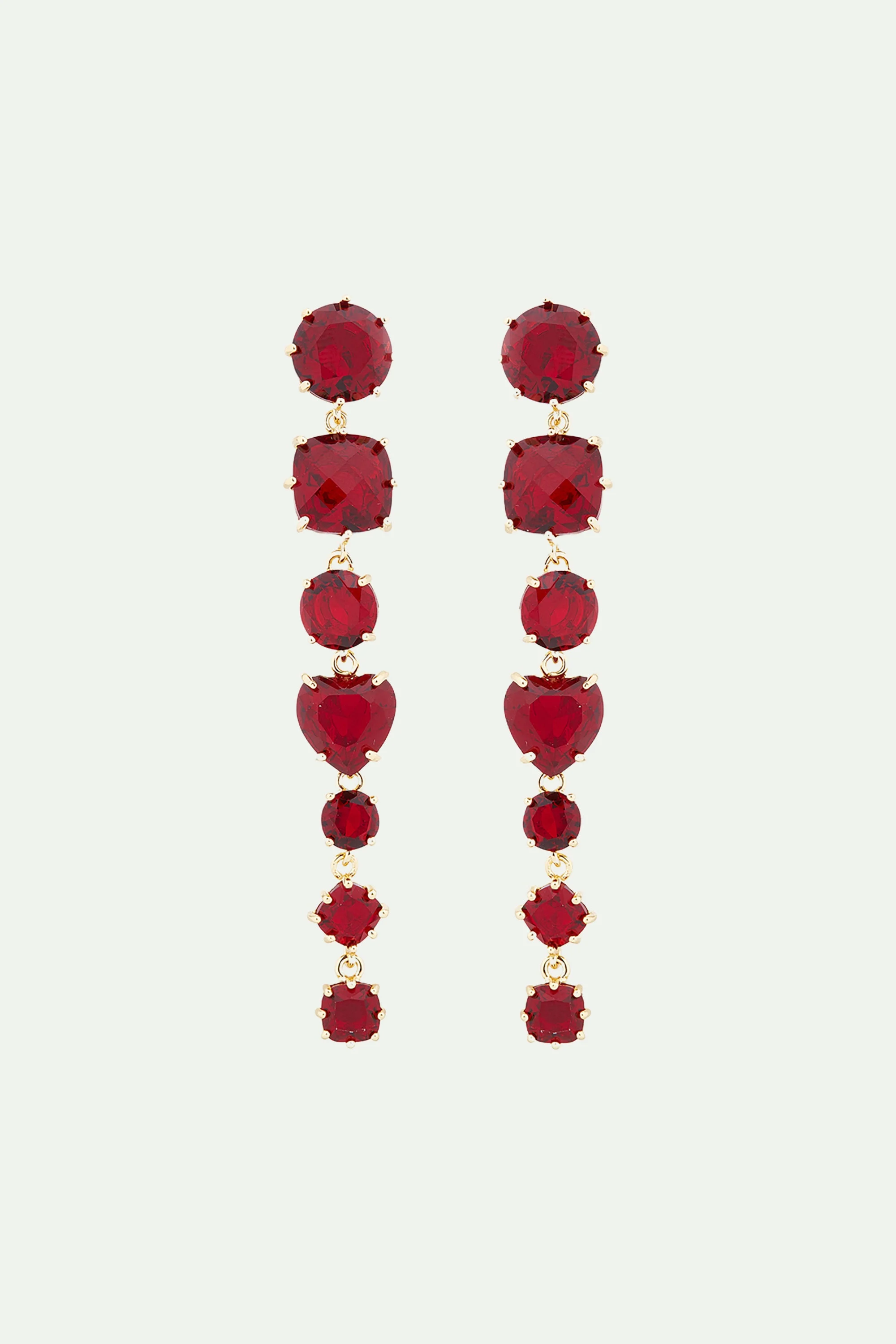 Boucles d'oreilles 7 pierres la diamantine rouge grenat | Rouge