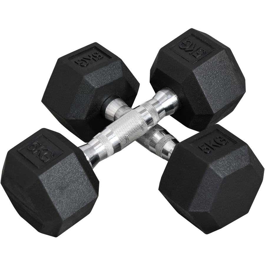 HOMCOM Kurzhantel 2er Set in Hexagon Form schwarz, silber