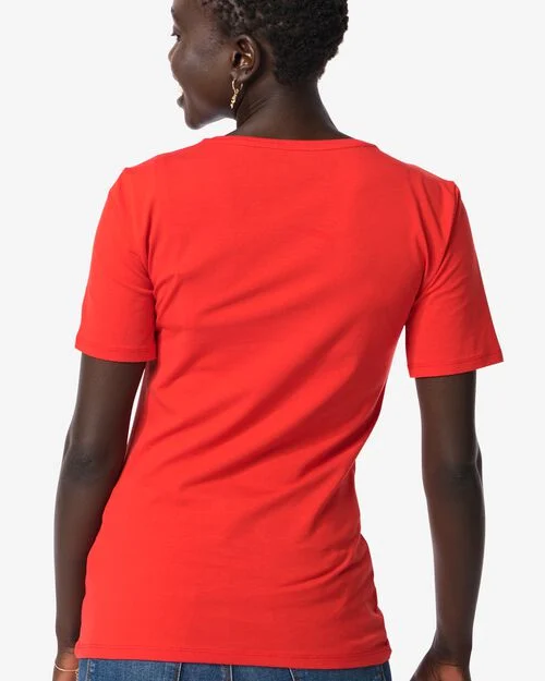 t-shirt femme slim fit col rond - manche courte rouge